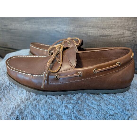 Men's Tommy Hilfiger Tan Brown Leather Loafers Boat Shoes Size US 12 EUC - Picture 4 of 10